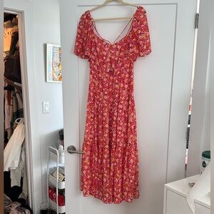 ASTR the label -  Red and Pink Floral Midi Dress
